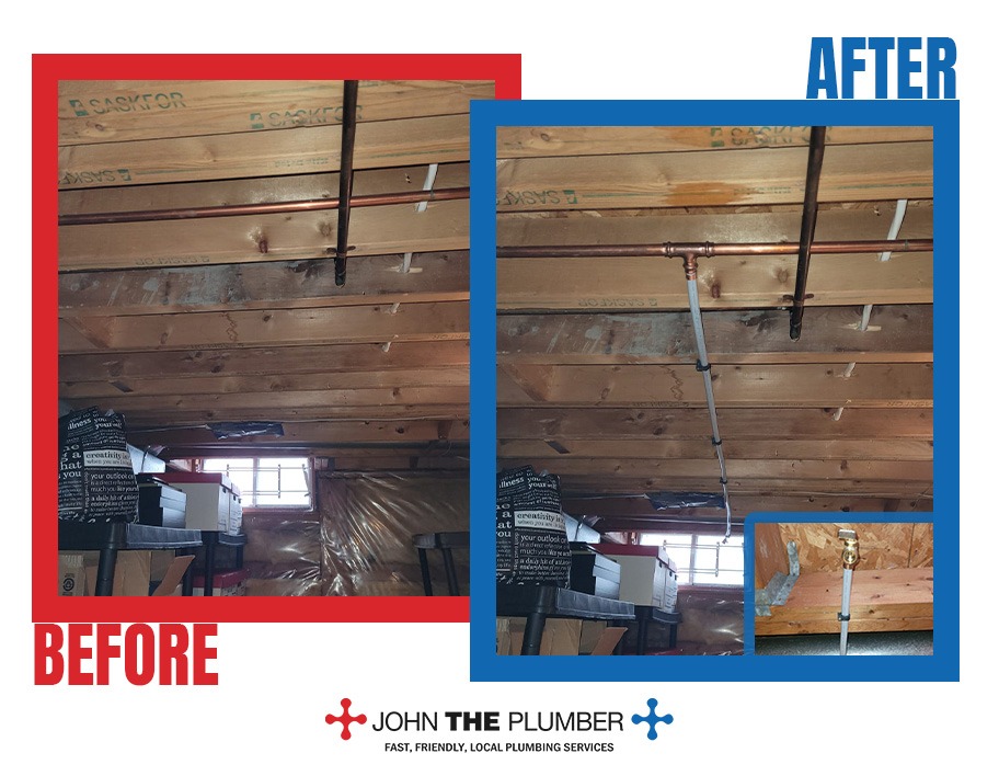 Water supply line installation, before and after, by John The Plumber
