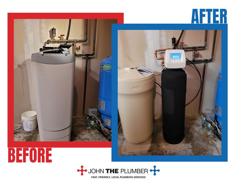 Water softener installation, before and after, by John The Plumber
