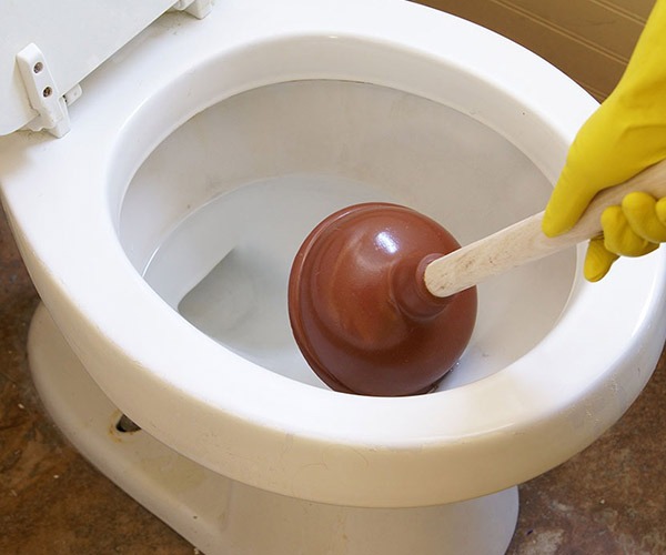 blocked toilets use a plunger